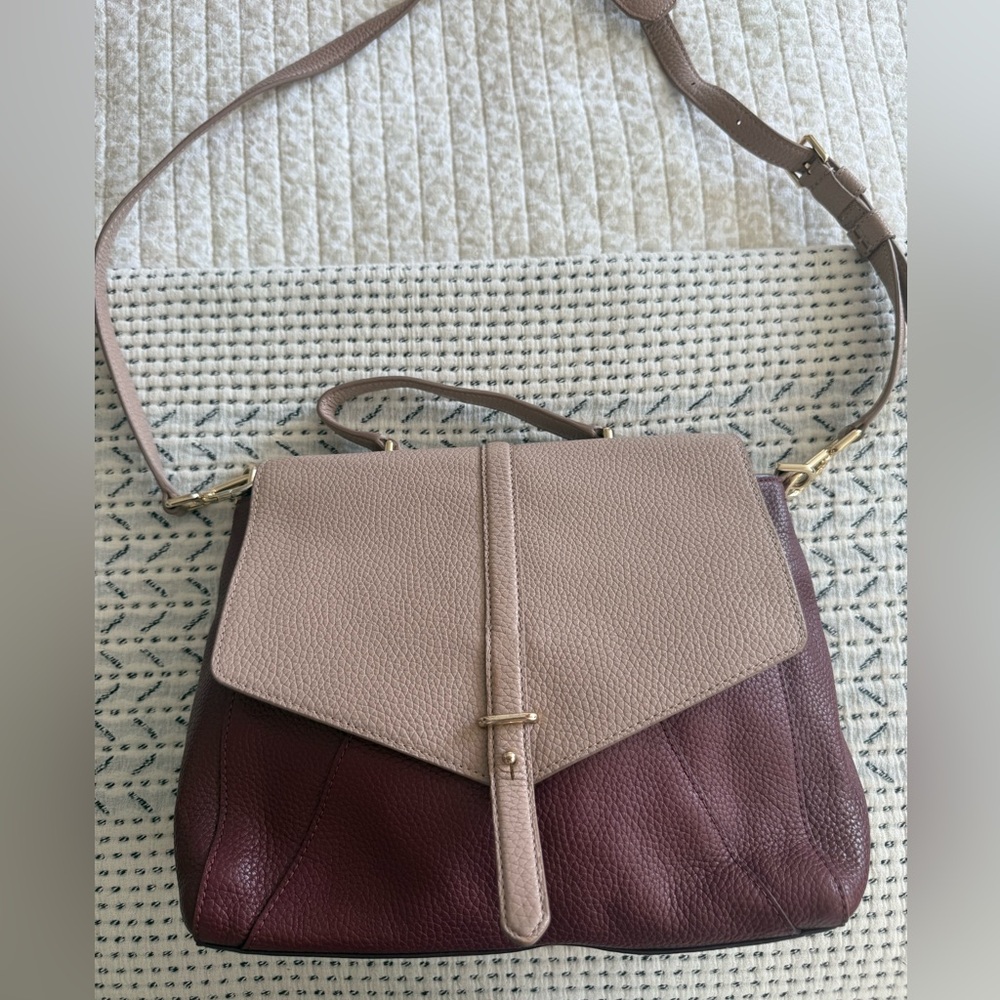 Tory Burch Two-Tone Mauve and Plum Leather Satchel